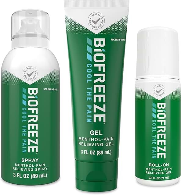 Pain Relief Roll-On 2.5 FL OZ, Gel 3 FL OZ, And Spray 3 FL OZ Variety Pack Topical Pain Reliever For Muscles And Joints From 