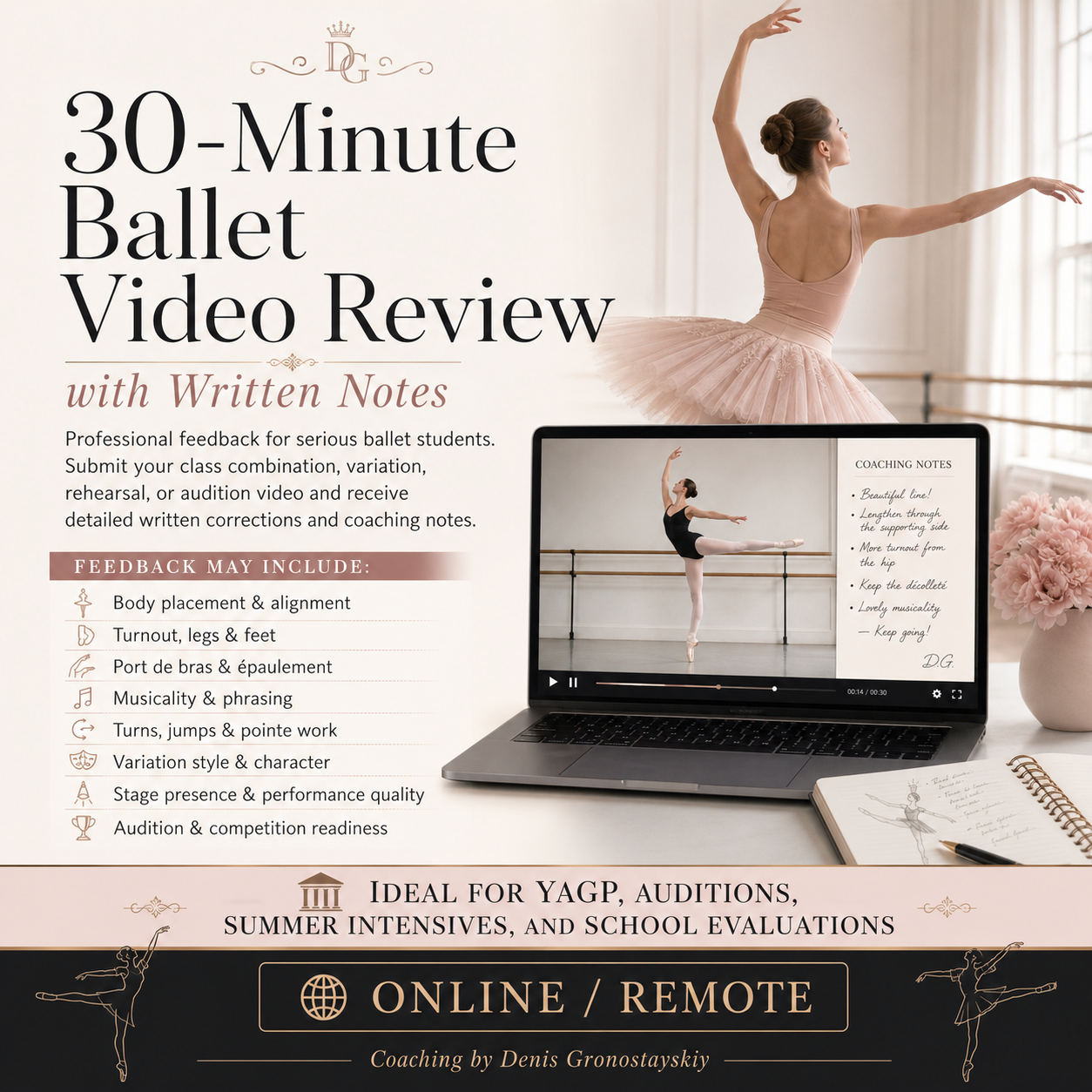 30-minute video review with written notes