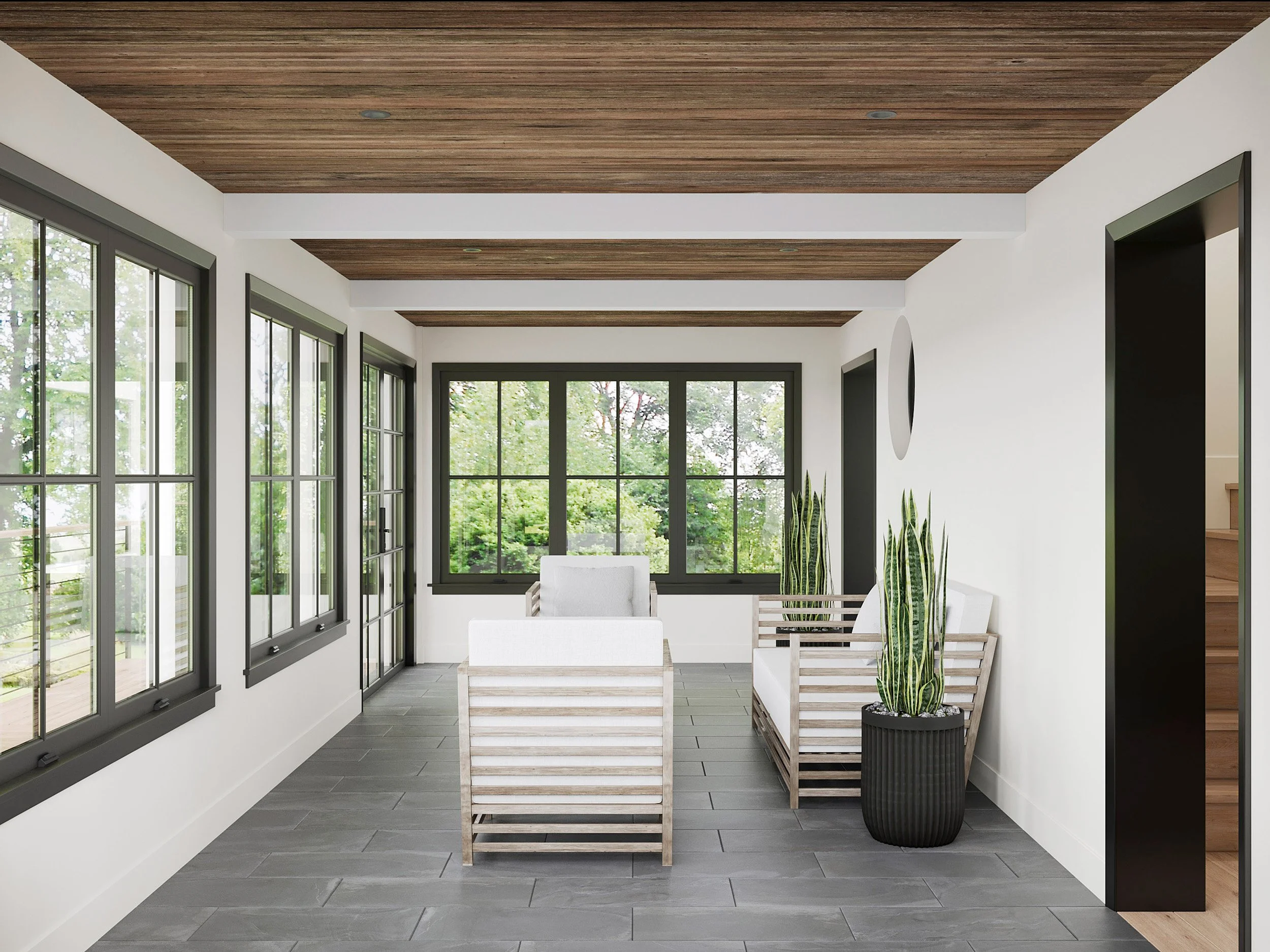 Wide view of Sunroom in Nanny Hagen House in Thornwood, NY.