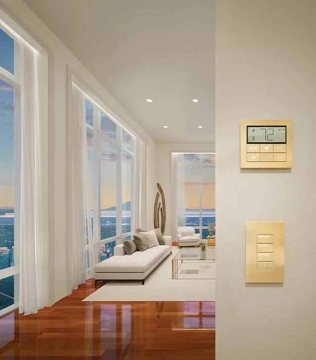 Lutron lighting control in gold finish