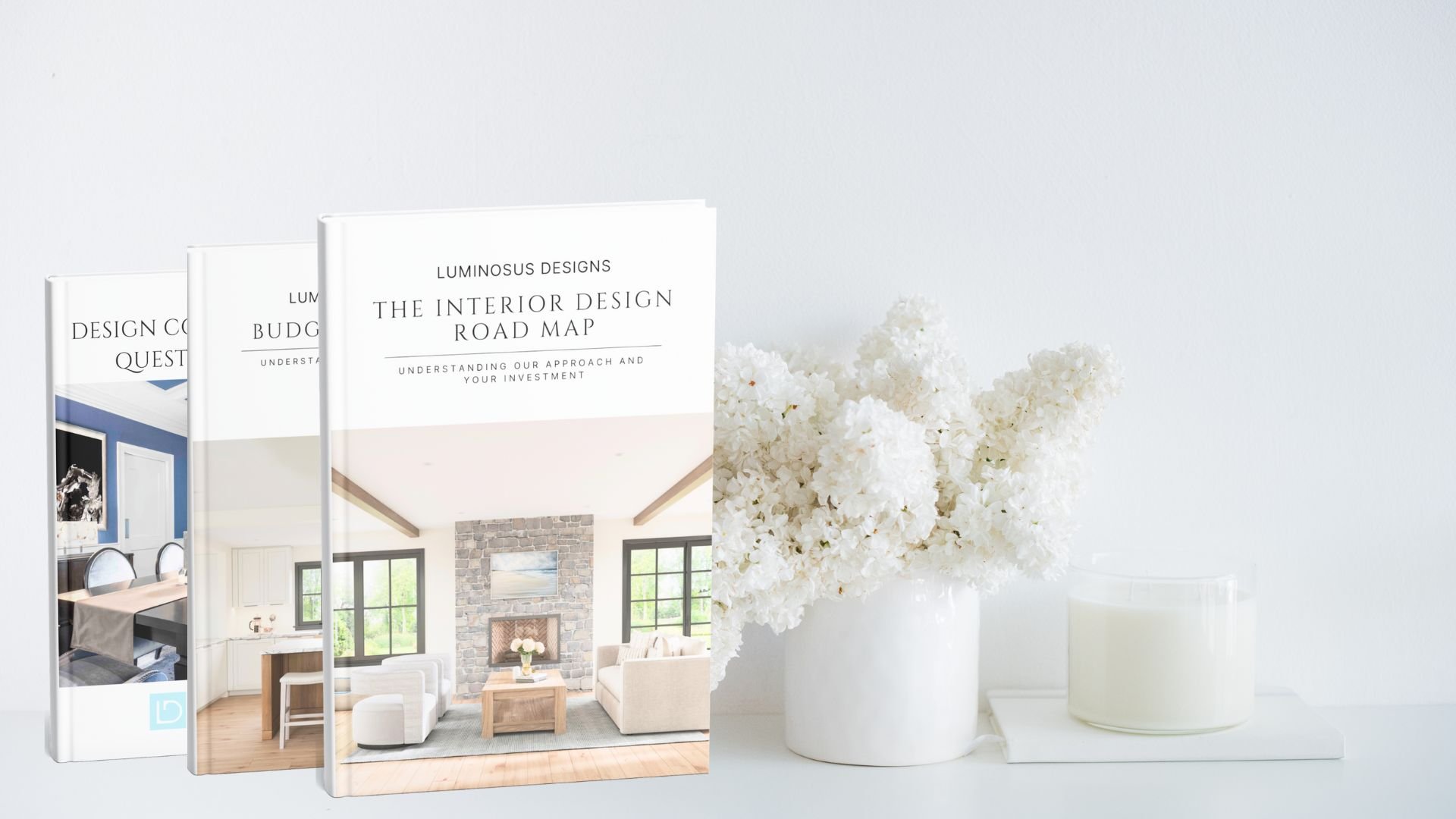 Luminosus Designs resource guides including The Interior Design Road Map, Budget Guide, and questionnaires