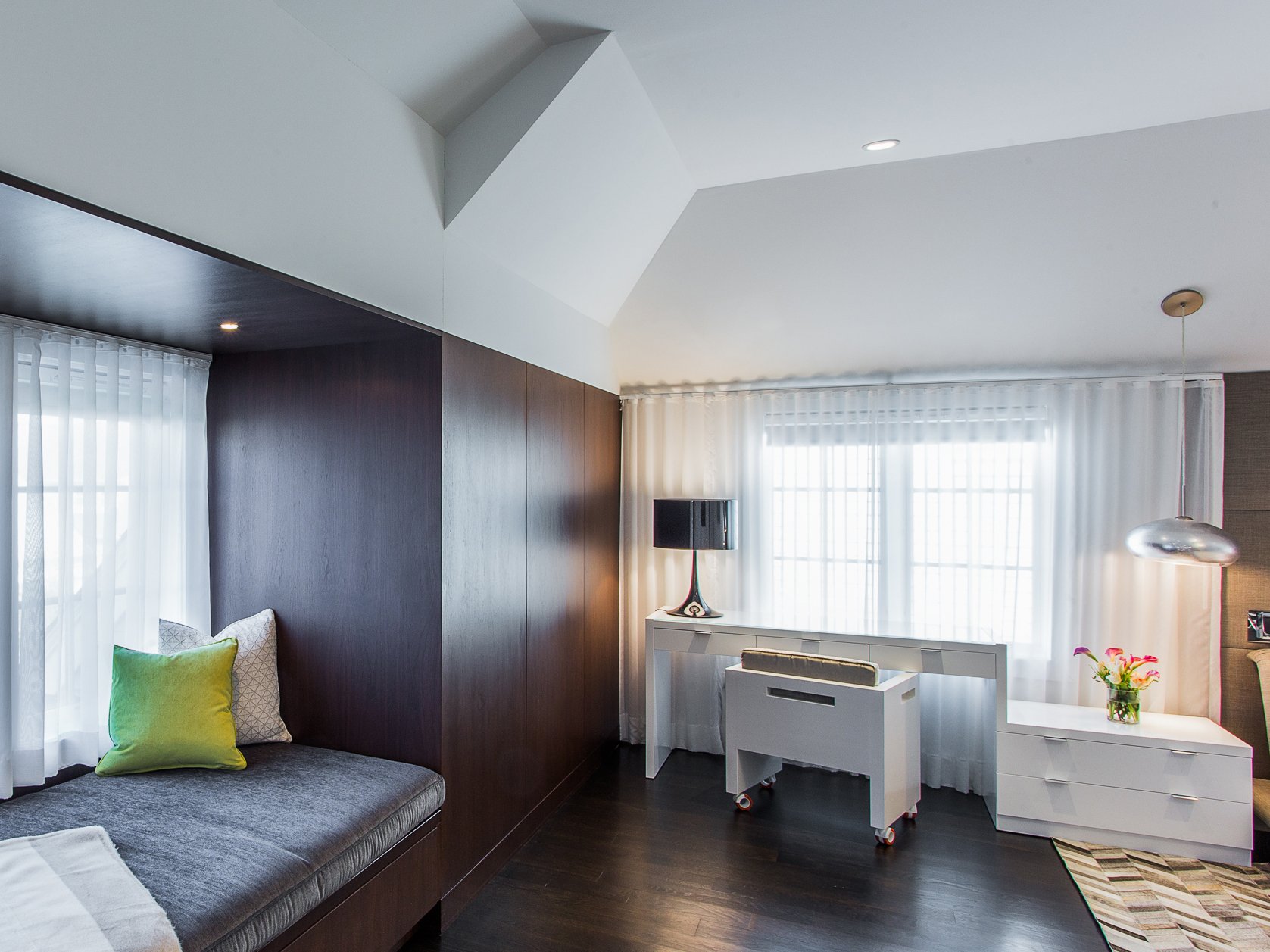 Renovated interior with custom millwork, built-in seating, and coordinated design details