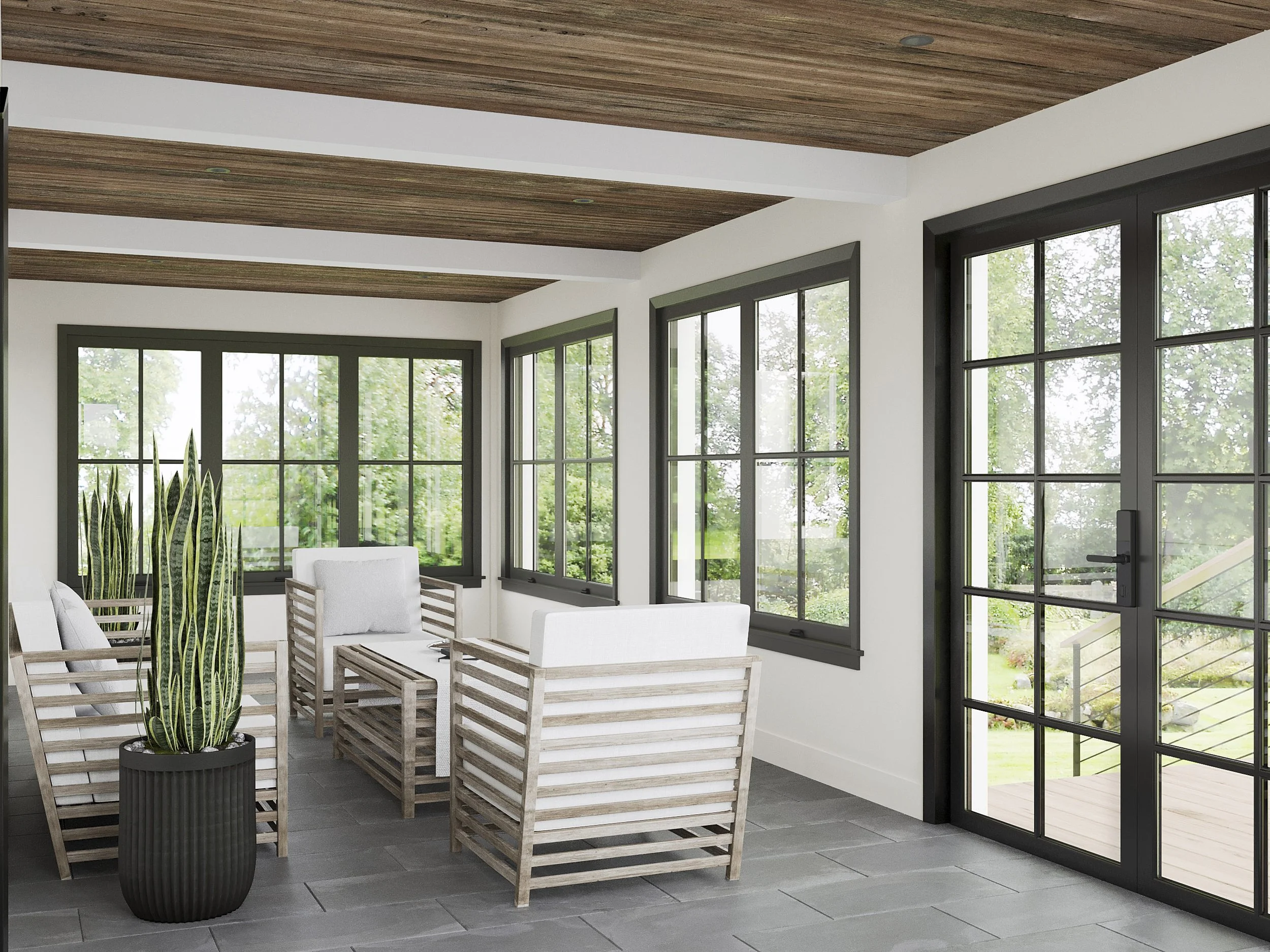 wide view of Sun room in Nanny Hagen House in Thornwood, NY.
