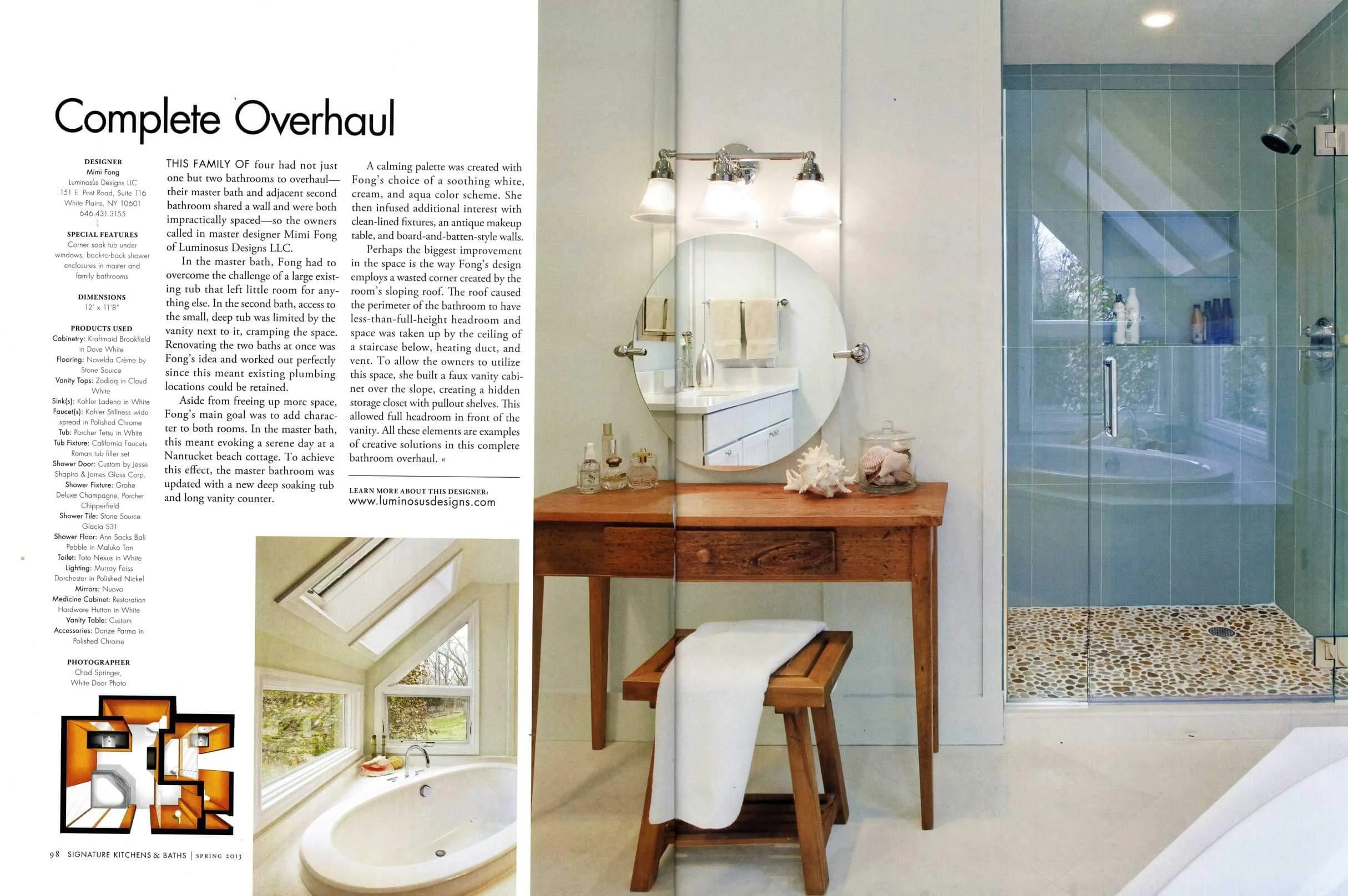 Signature Kitchen & Bath magazine highlighting Luminosus Design Deerfield House project