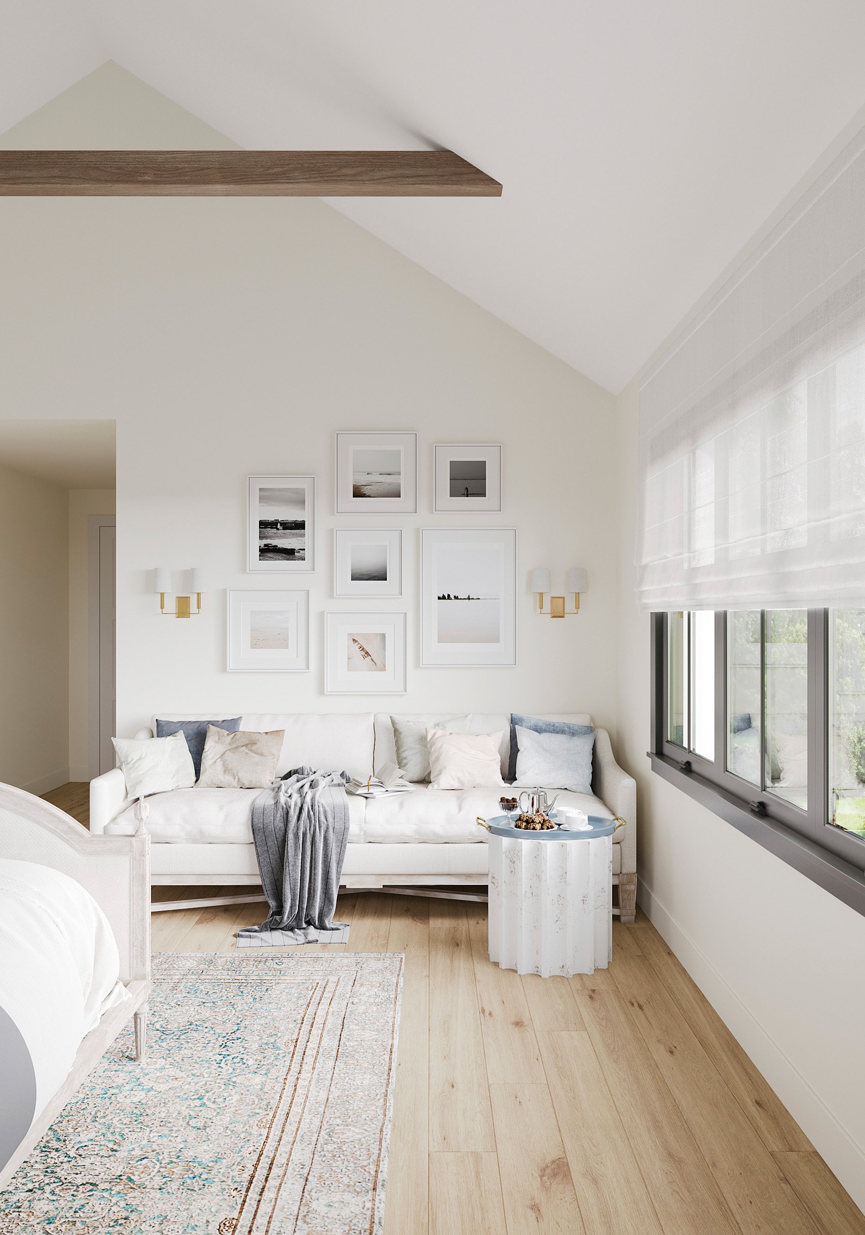 close-up view of primary bedroom sitting area in Nanny Hagen House in Thornwood, NY.