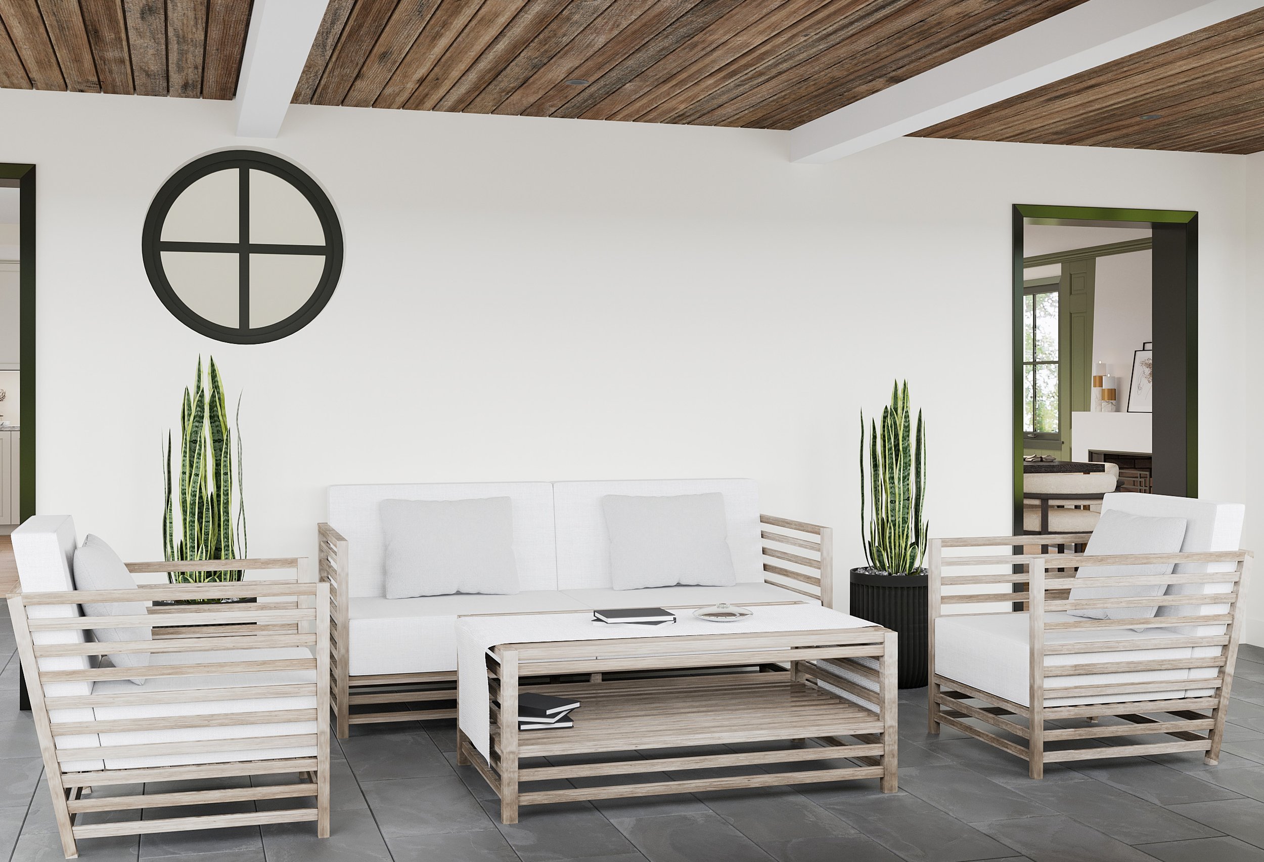 Alternate wide view of sunroom in Nanny Hagen House in Thornwood, NY.