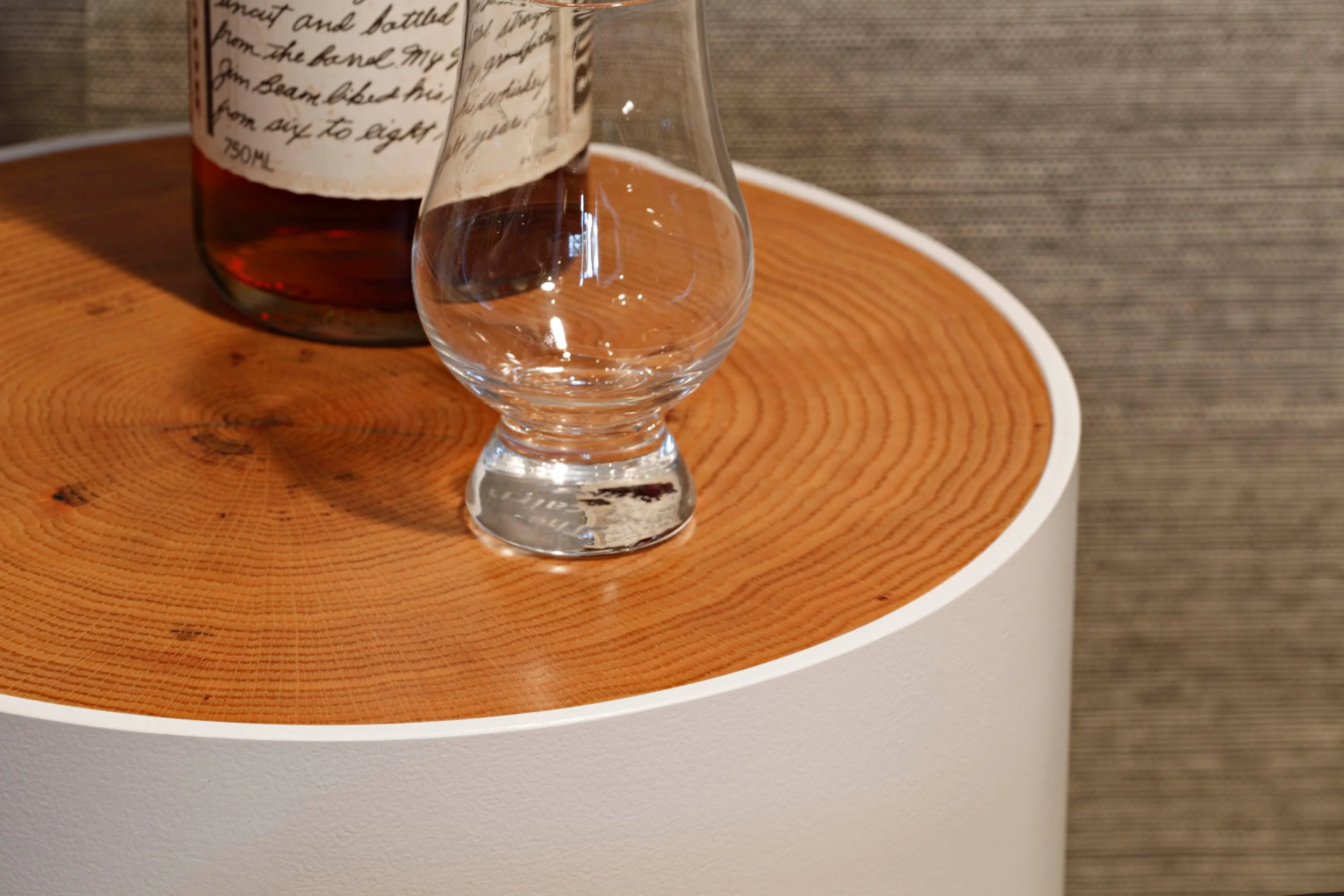 Close-up of drink table accent within home office in Indian Field residence in Greenwich, CT.