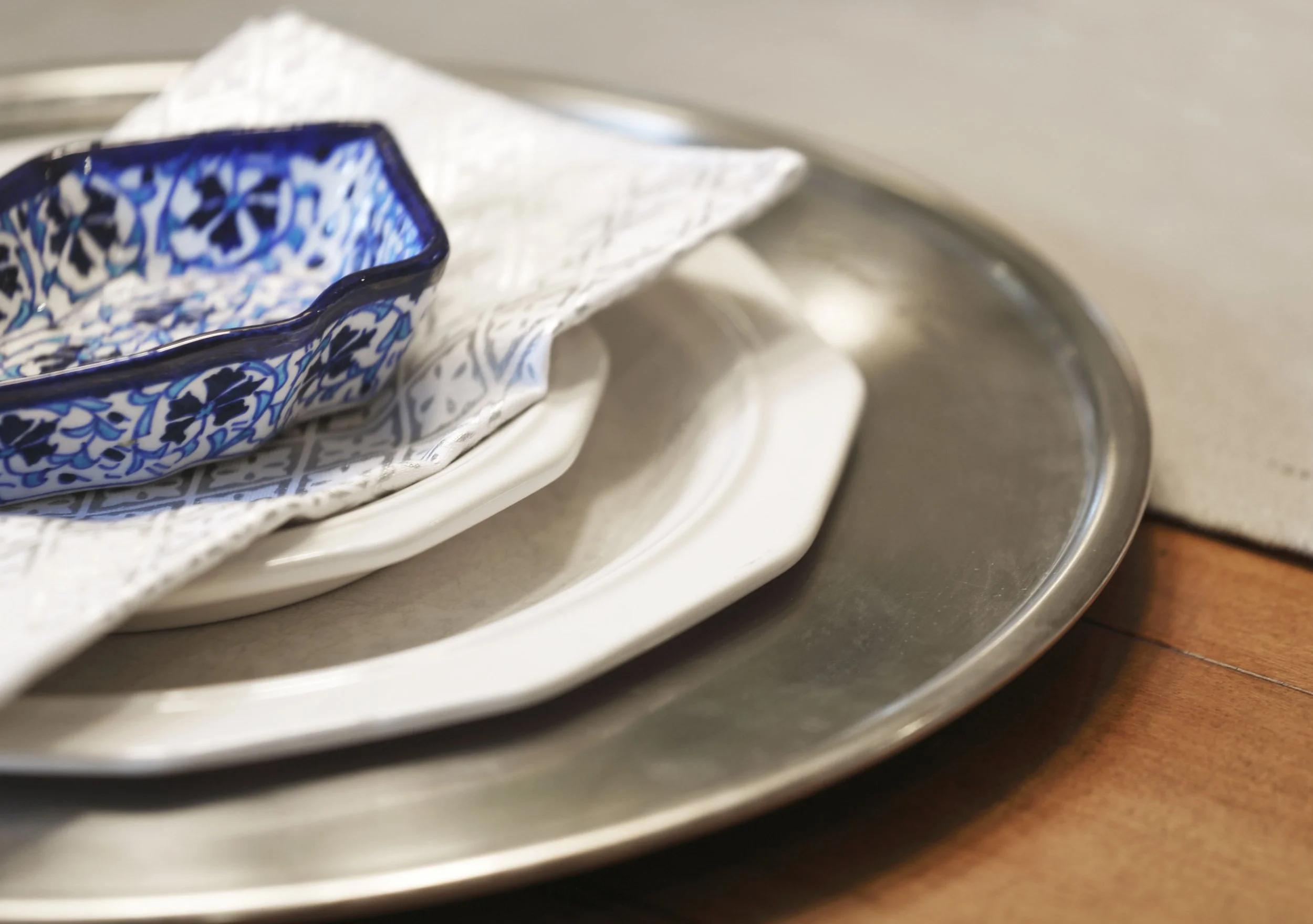 Detail of china display integrated into dining room storage.