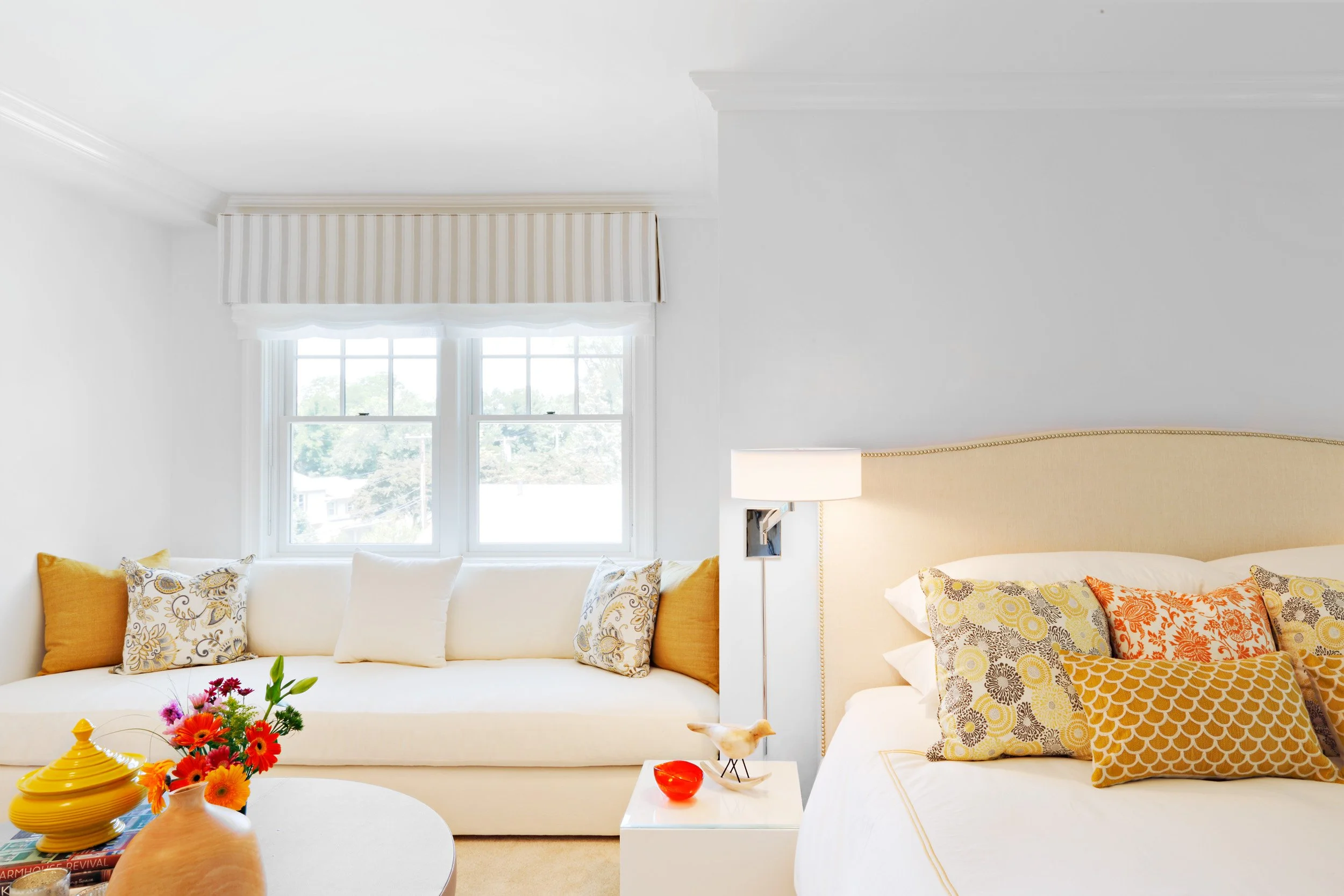 Custom guest bedroom daybed detail in Parkfield House in Scarsdale NY.