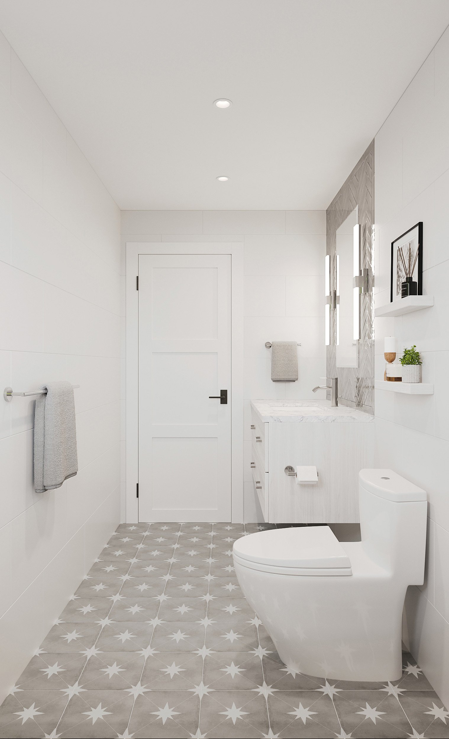 Wide view of family bathroom in Nanny Hagen House in Thornwood, NY.