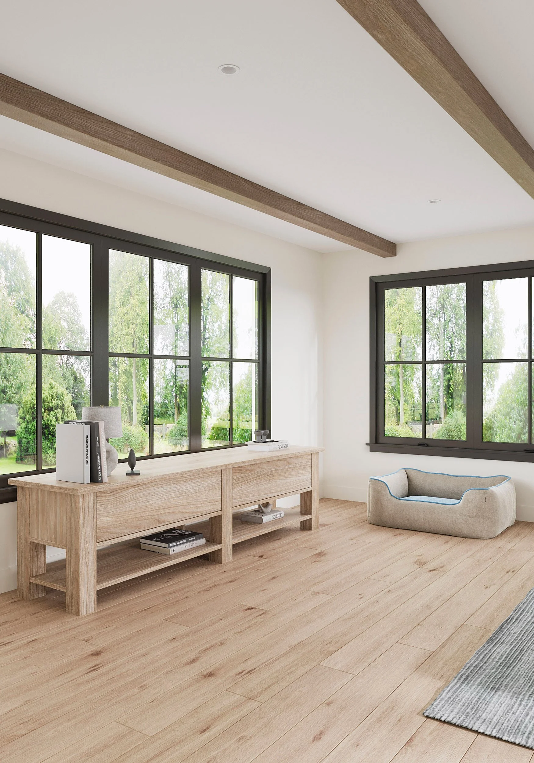 Close-up view of family room hidden tv cabinet in Nanny Hagen House in Thornwood, NY.