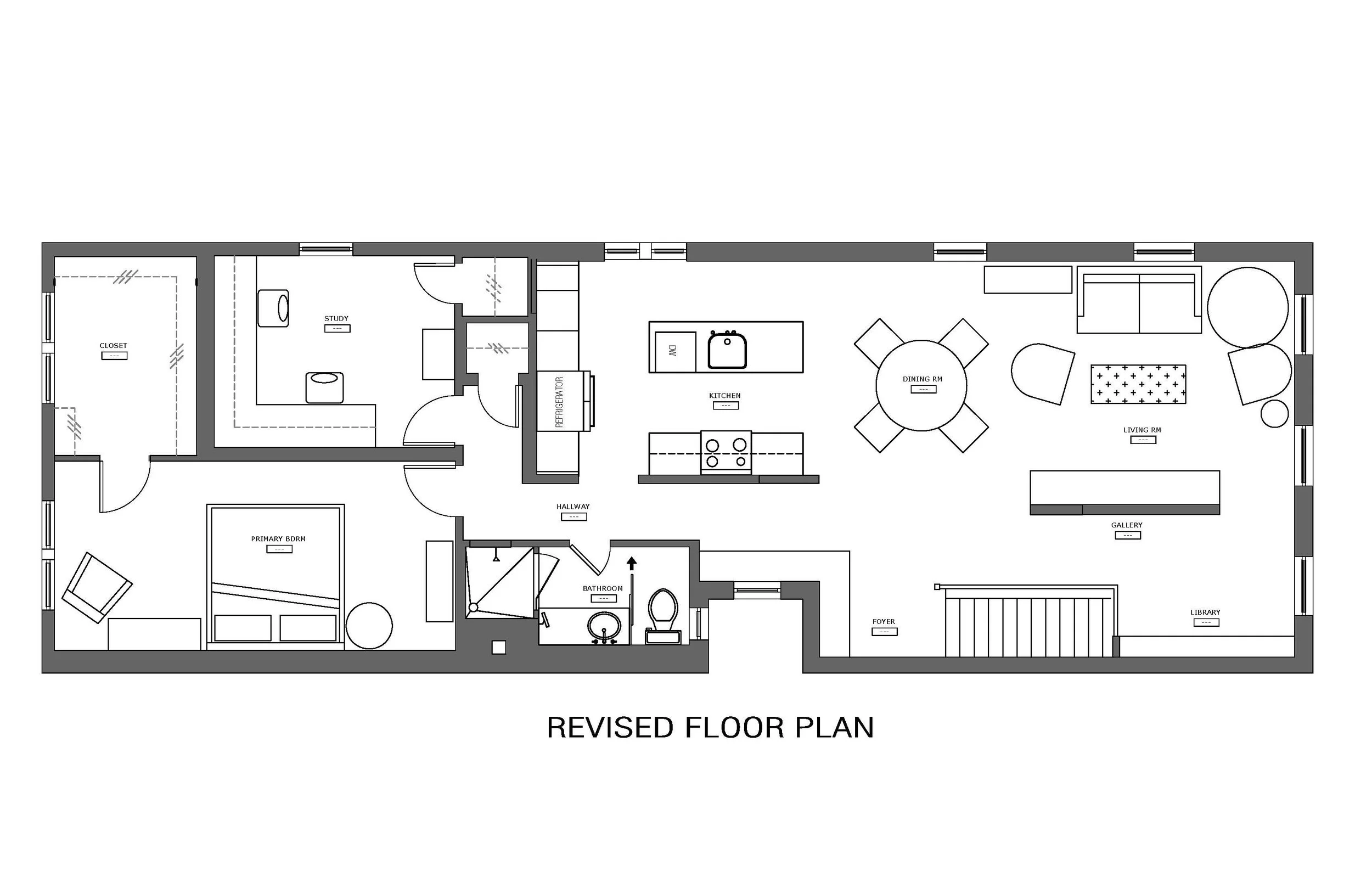 New floor plan at the Muliner House in Bronx, NY designed by Luminosus Designs.
