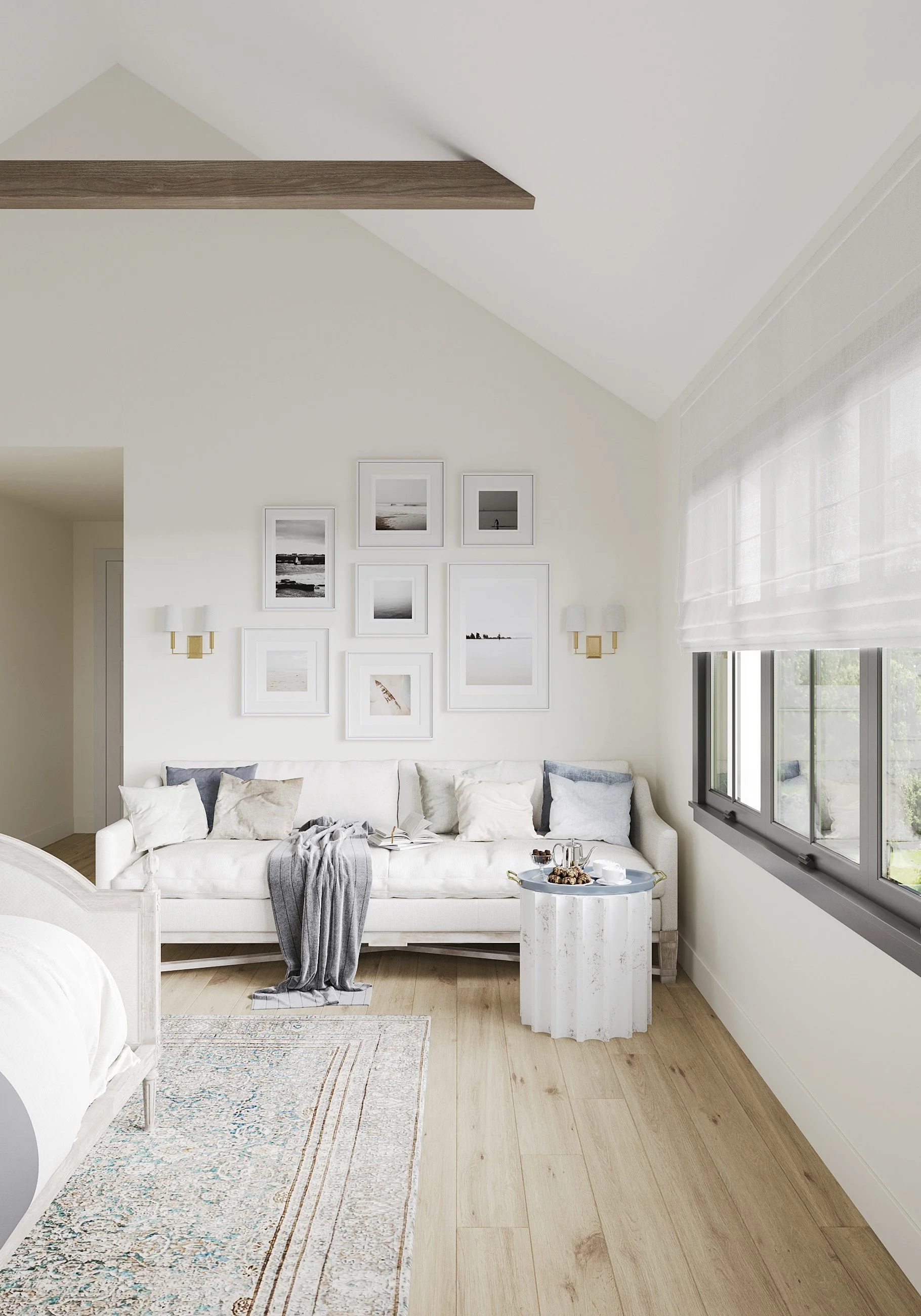 close-up view of primary bedroom sitting area in Nanny Hagen House in Thornwood, NY.
