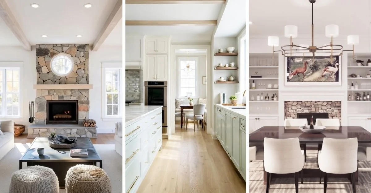 Vanderbilt House concept study with three modern farmhouse renovation design directions: Quiet Harvest, Salt Meadow, and Tailored Fieldstone.