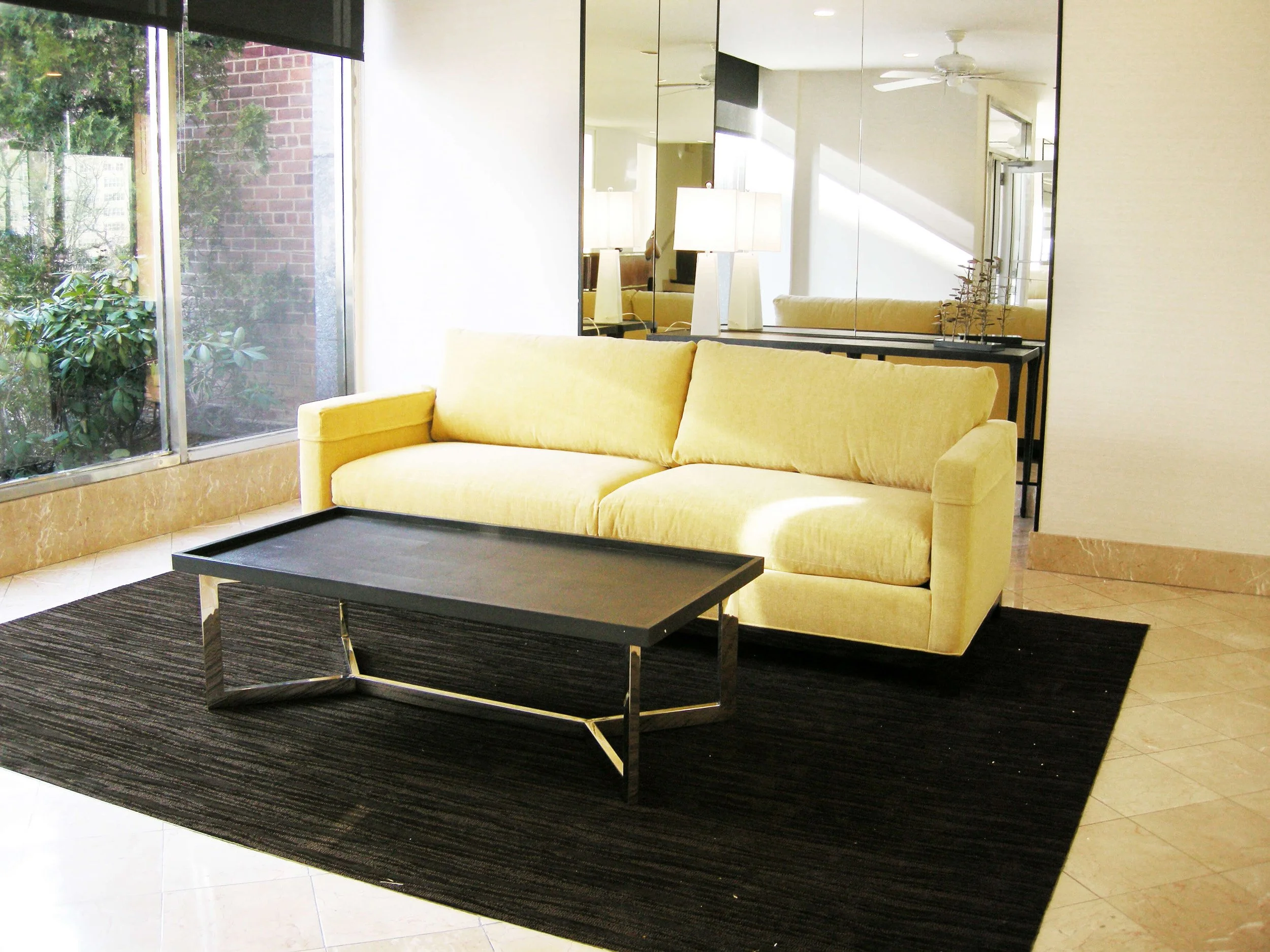 Sunny lobby in Kappock Coop in Riverdale NY by Luminosus Designs.