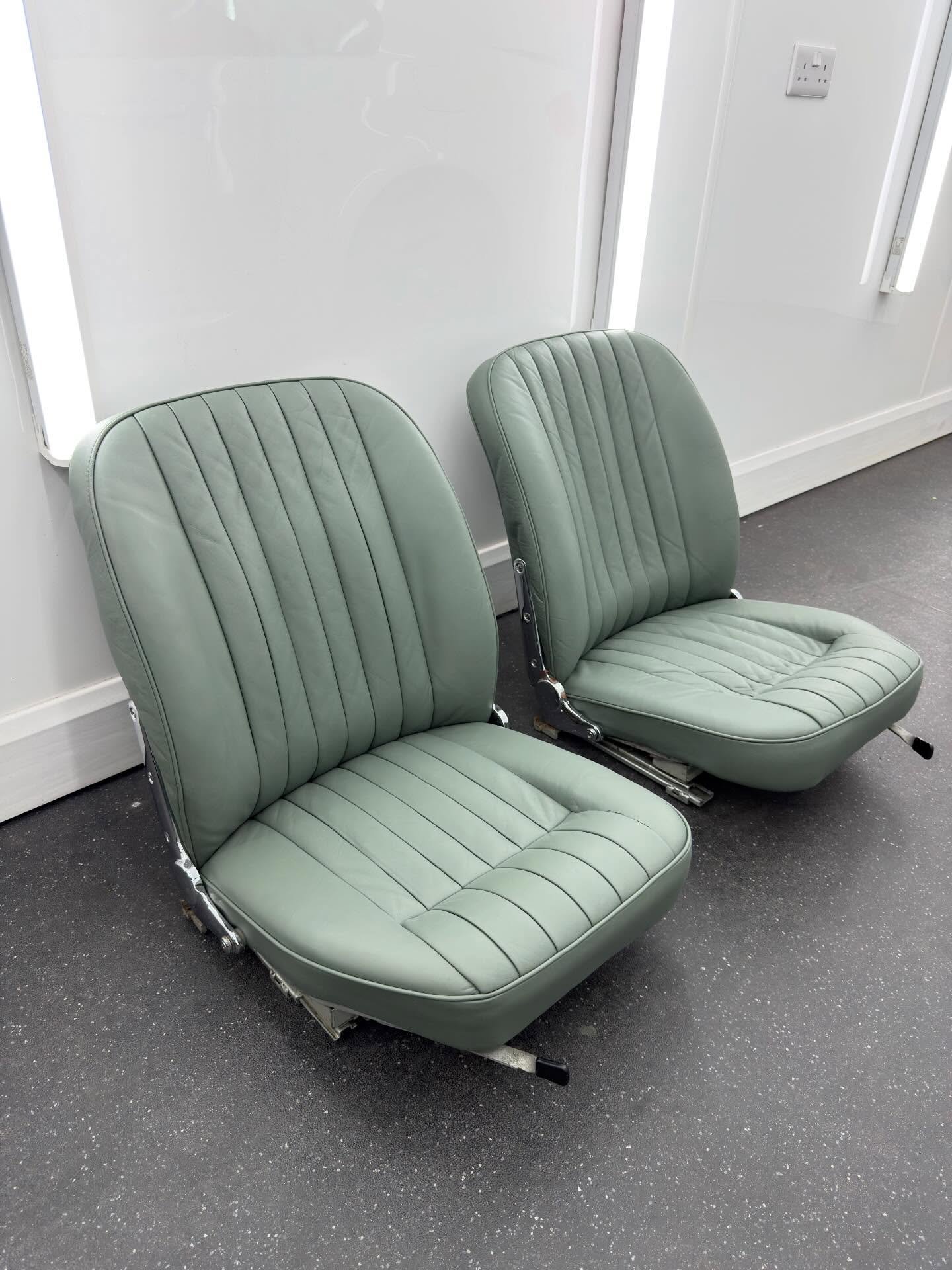 Full leather restoration carried out on these iconic Jaguar E-Type seats. Stitching, repairing cracks, restoring colour and preserving the original Connolly leather so they&rsquo;re ready for many more years on the road.

Repairing and restoring orig