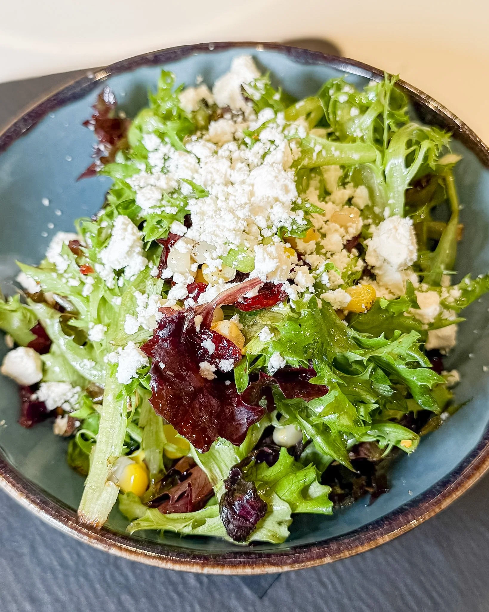 🌿 Who says salads can't be comforting? Our Tossed Salad will have you rethinking everything you thought you knew! 

Mixed greens &middot; house-made maple cider vinaigrette &middot; charred corn &middot; dried cranberries &middot; pumpkin seeds &mid