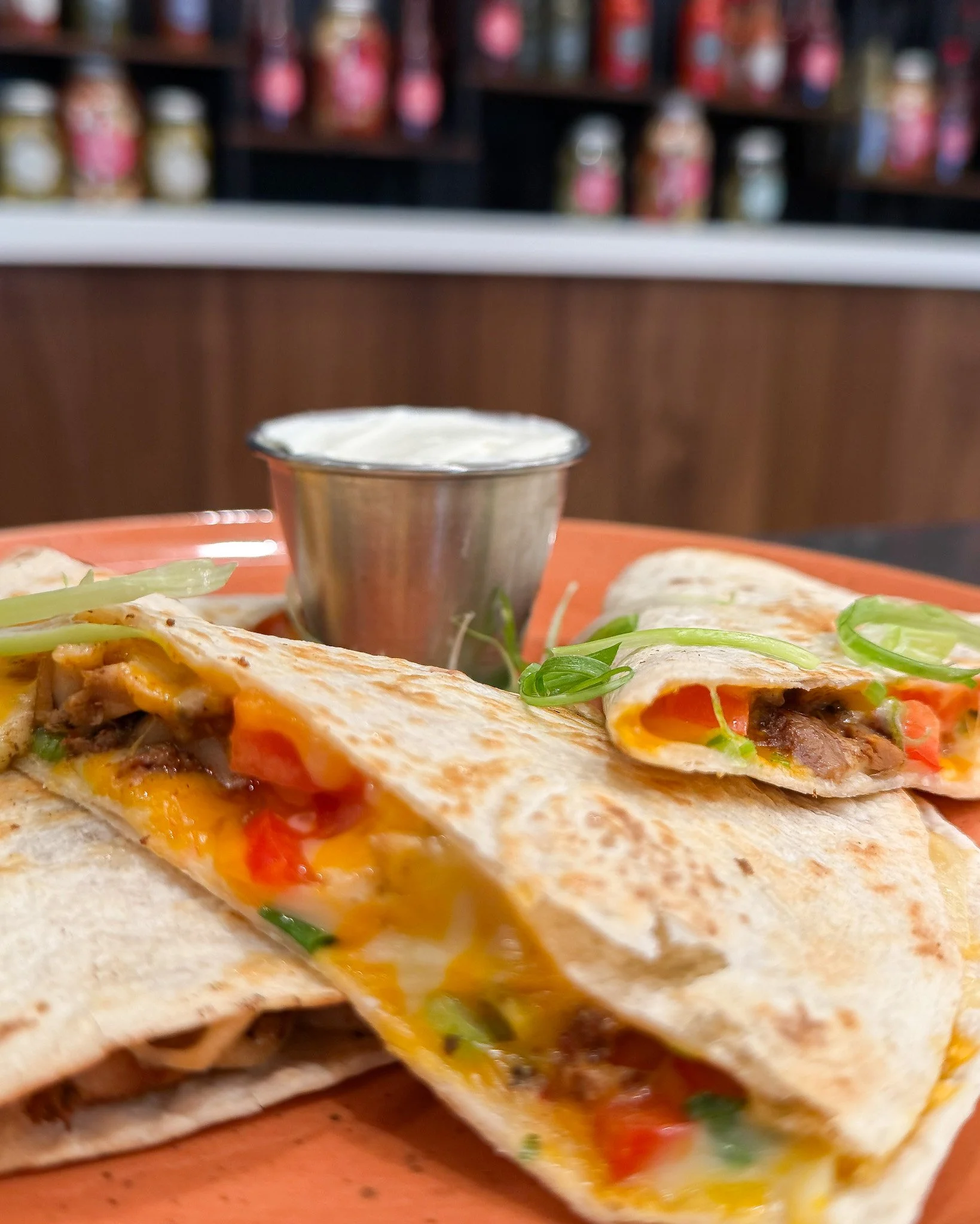 This week's Chef's Lunch is a mouthwatering Chicken Quesadilla 🌮💚 

&middot; Spiced Chicken &middot; Green Onion &middot; Tomato &middot; Red Pepper &middot; Mixed Cheese &middot; Flour Tortilla &middot; Sour Cream &middot;

Enjoy this delicious me