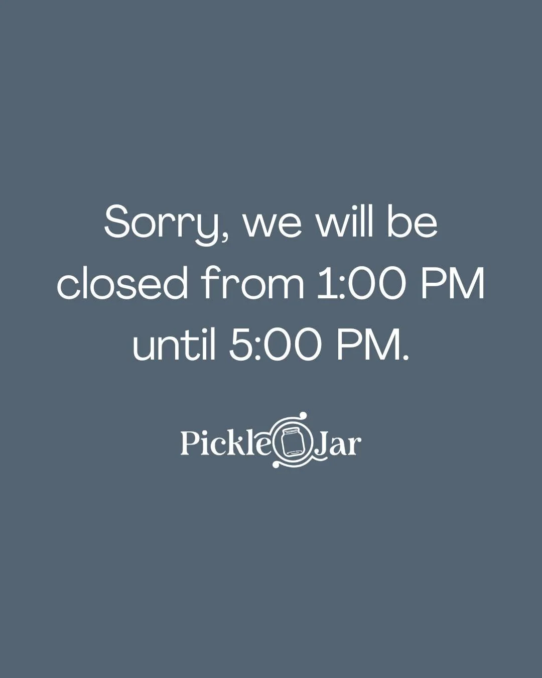 Please note that we will be closed for maintenance today from 1:00 PM to 5:00 PM. We appreciate your understanding and look forward to welcoming you back at 5! 🕐💚

#PickleJar #Fredericton #FrederictonEats #DowntownFredericton