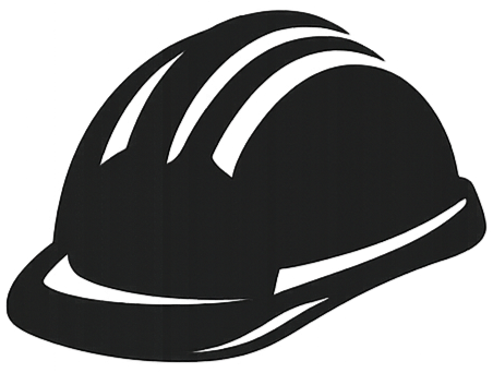 Black safety helmet or construction helmet.