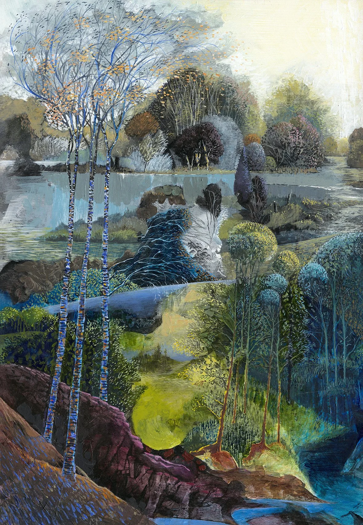 Fantasy landscape, Acrylic on board 