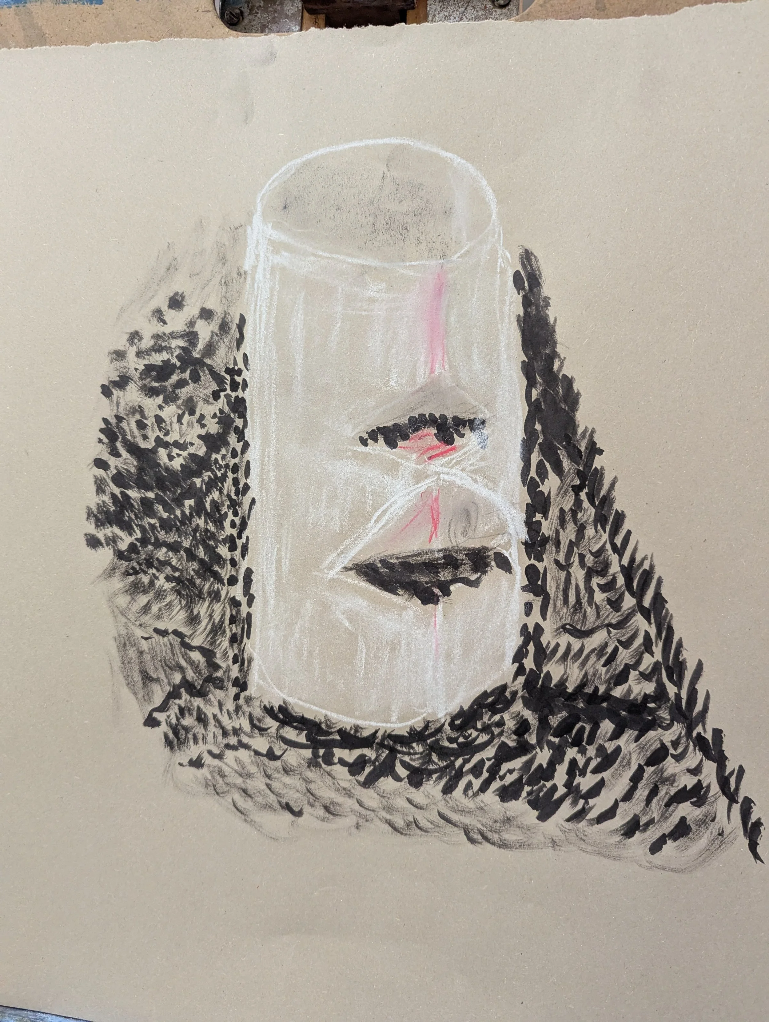 An abstract art piece depicting a cylinder 