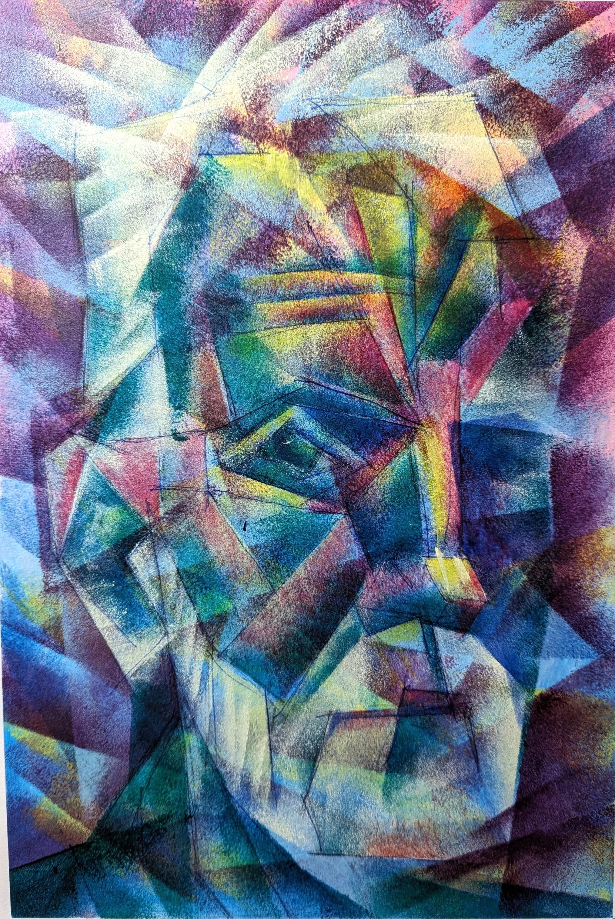 Self portrait using sponge and stencil