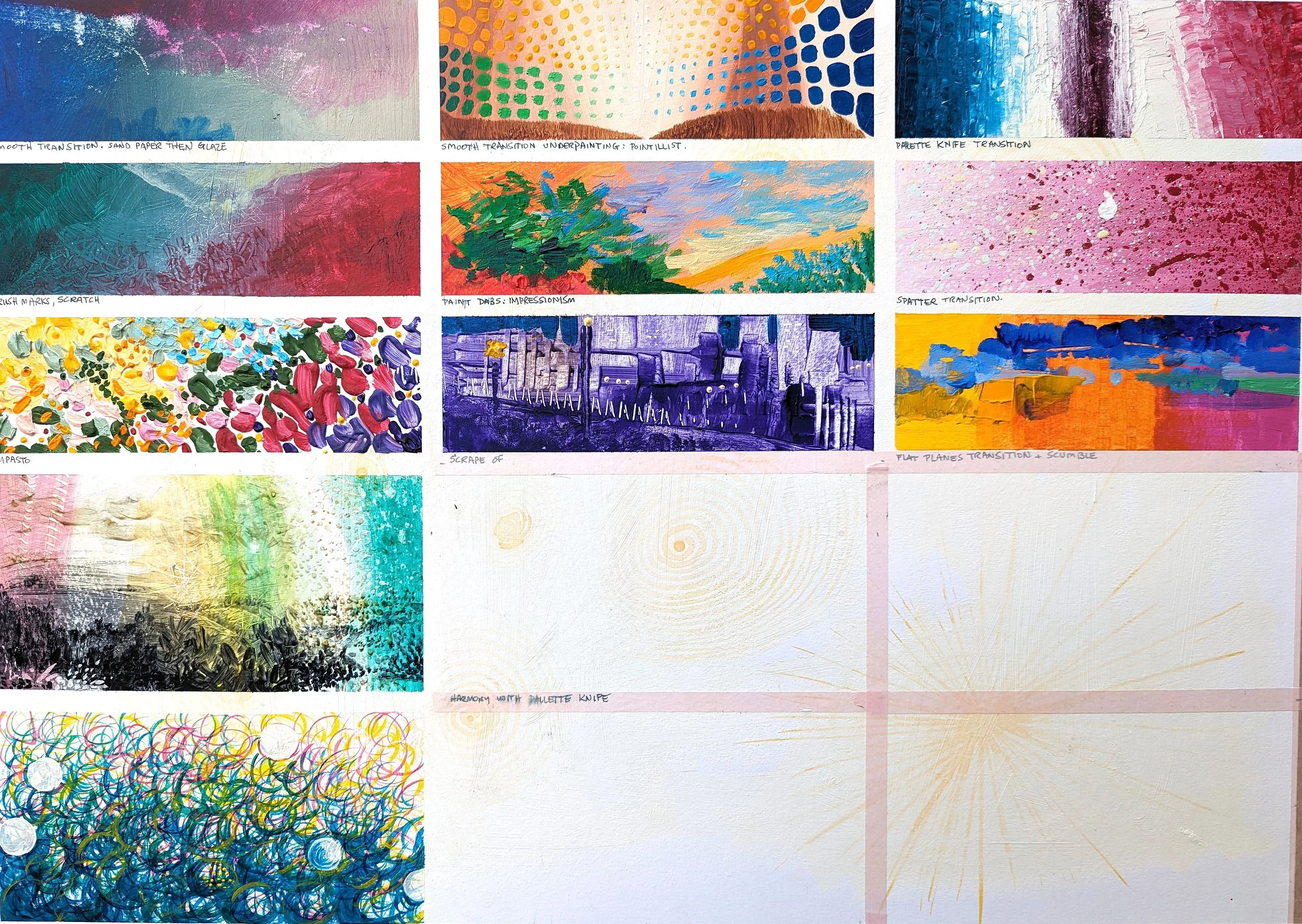 Transitions using varied paint methods