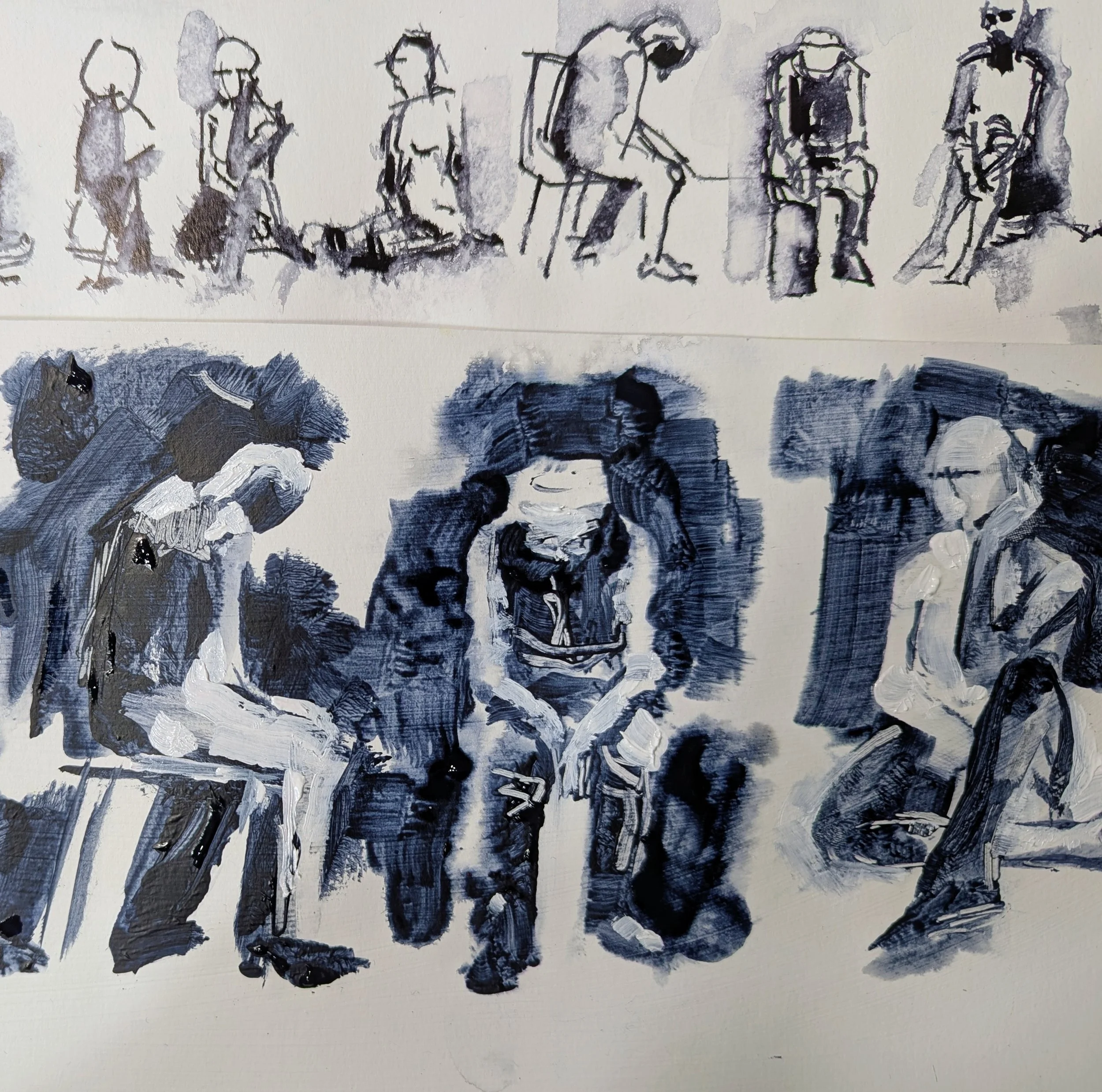 Figures, acrylic, based on the ink studies