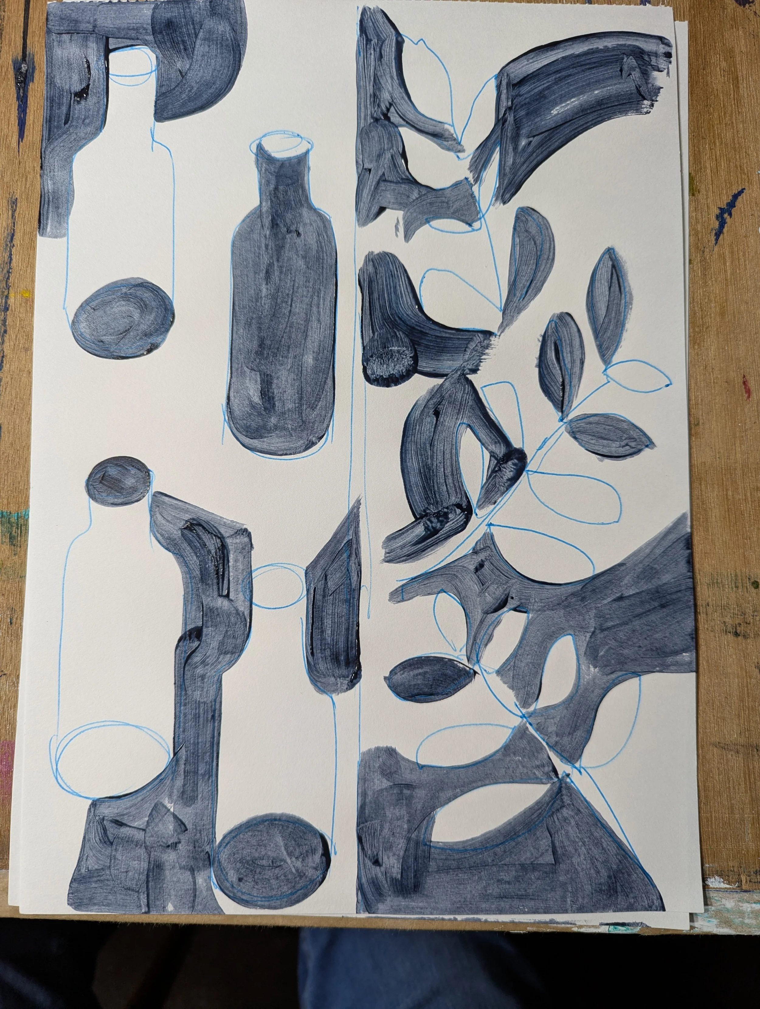 Starting point for fragmented still-life collage