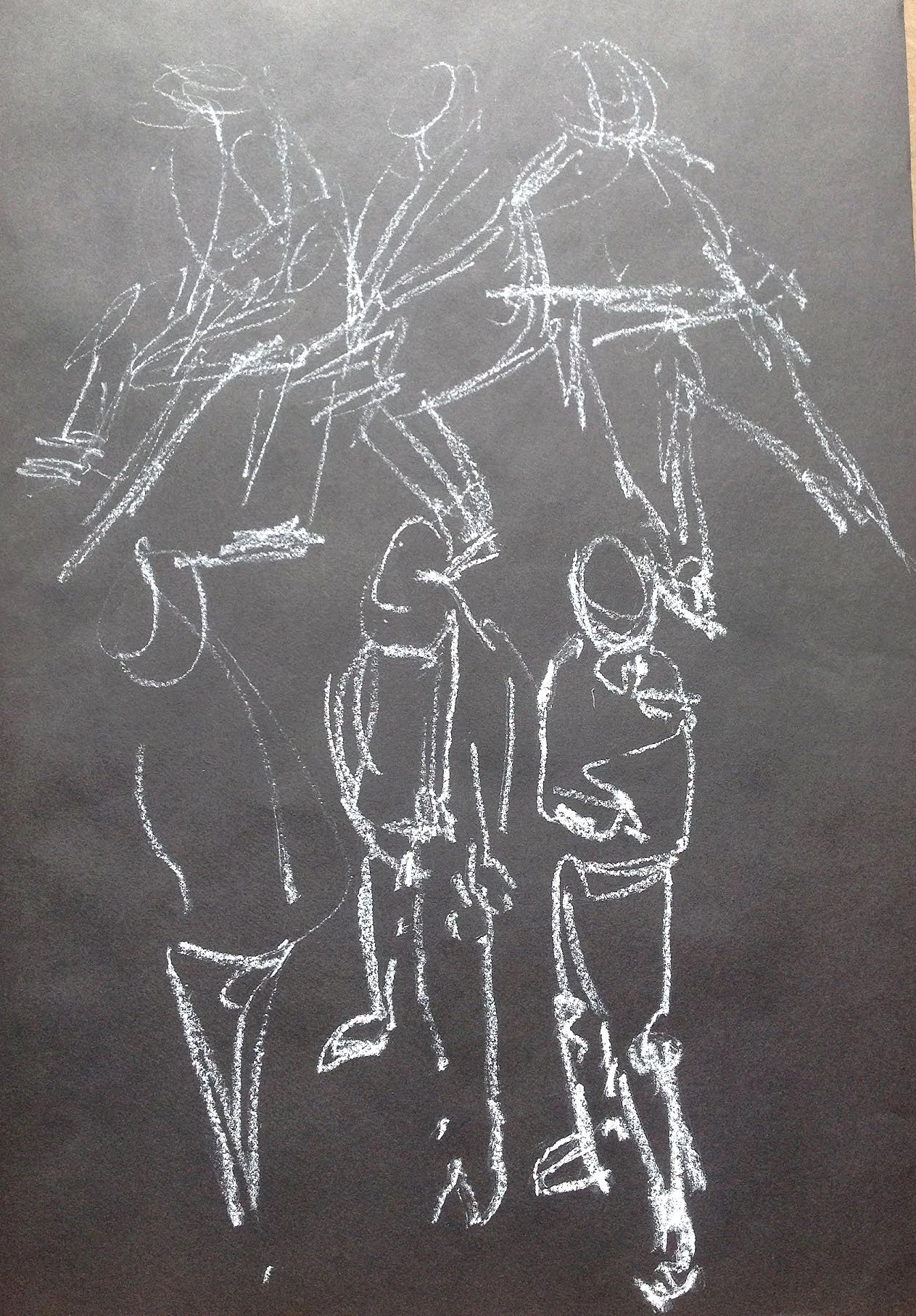 A chalk drawing of figures