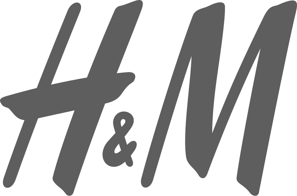 H&M logo in gray with stylized font.