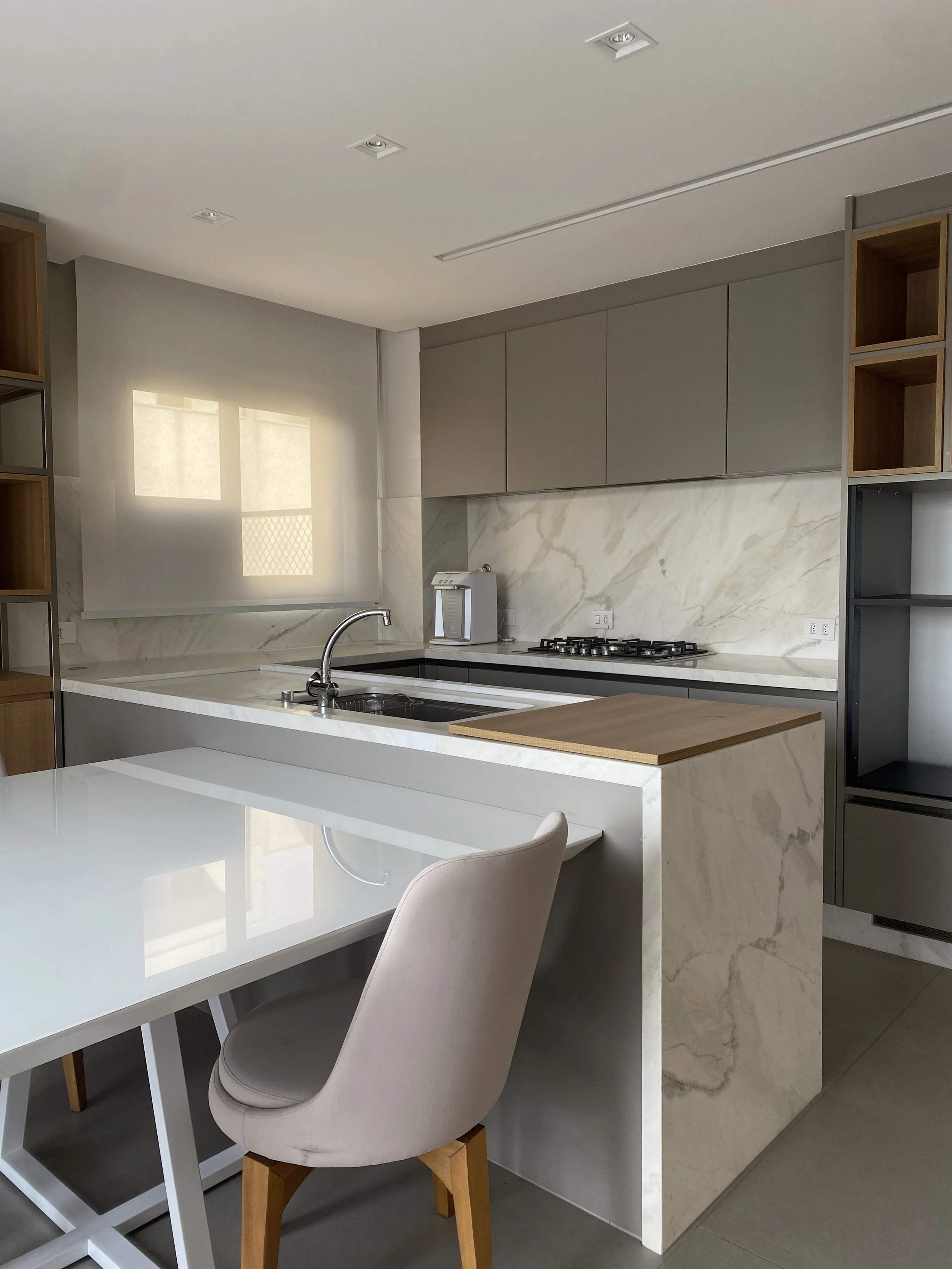 A clean, neat minimalist kitchen space.