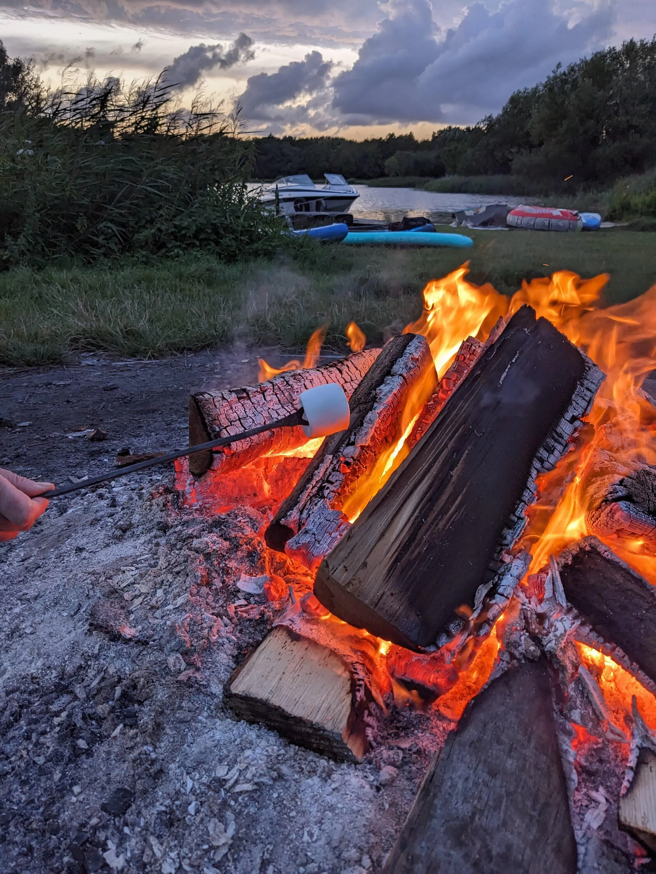 A marshmallow fork in use