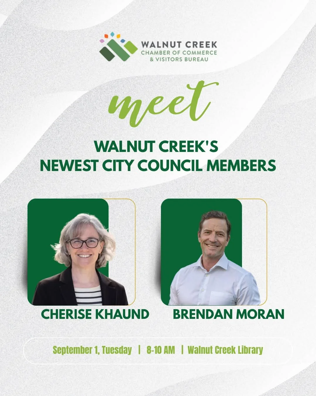 Tomorrow morning, Walnut Creek gets a chance to hear directly from its two newest City Council members.

Cherise Khaund and I will be joining Angela Ashley for a conversation about the issues facing Walnut Creek, our priorities, and how we&rsquo;re t