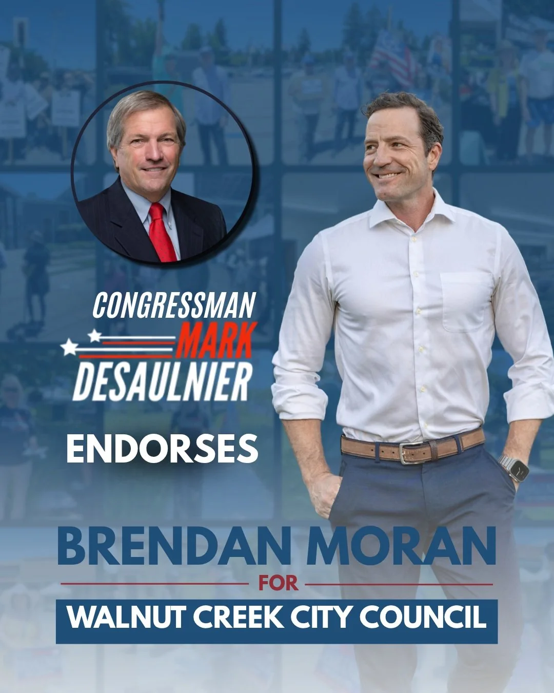 Honored to have the endorsement of Congressman Mark DeSaulnier.

Mark has represented Contra Costa County for years and built a reputation around improving quality of life for East Bay families, from transportation and housing to education, workers&r