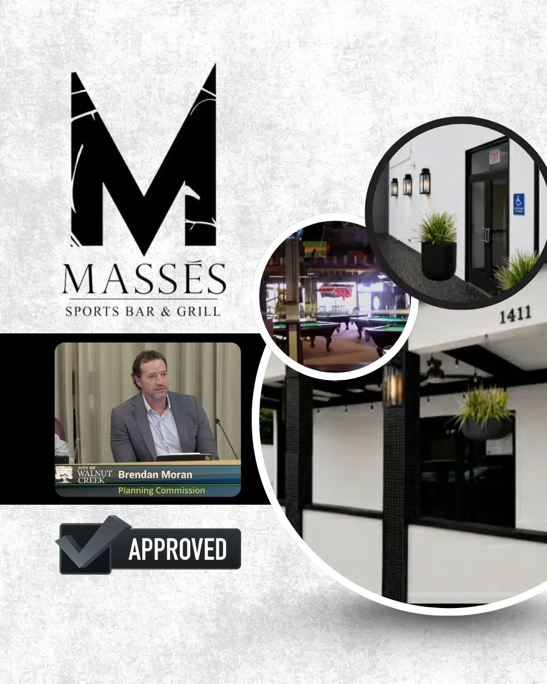 Great news for downtown Walnut Creek! The Planning Commission approved Masses Sport Bar last night for its new home on Locust Street.

Happy to have played a small part in bringing back a longtime community favorite.

Welcome back, Masses! Excited to