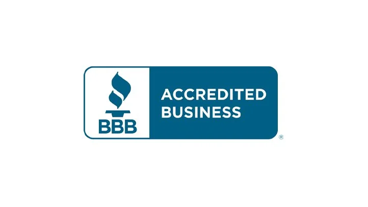 Better Business Bureau (BBB) accreditation badge with text 'Accredited Business'