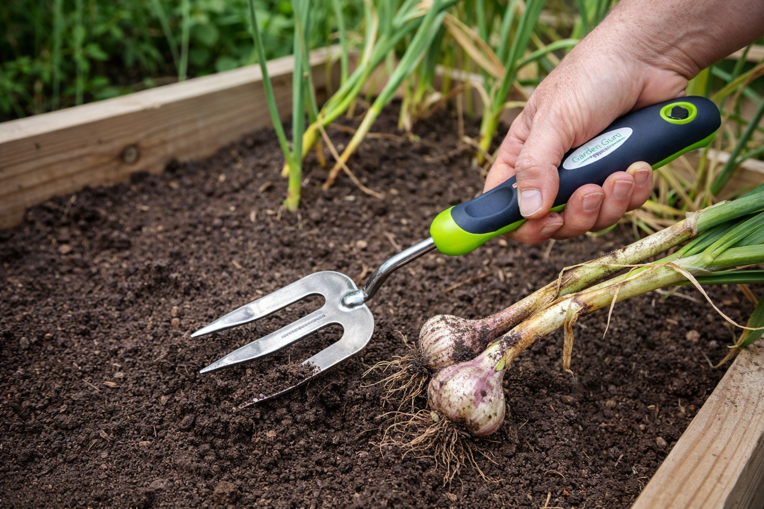 Garden Guru - Garden Fork Tool
Perfect for raised beds and small garden spaces, the curved fork design easily slides into soil to lift bulbs, remove weeds, and aerate around plant roots without damaging surrounding plants. Whether you're harvesting g