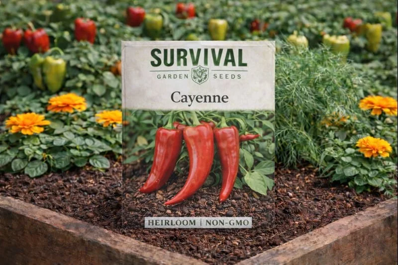 Cayenne Pepper 
A classic hot pepper ideal for drying and seasoning. 