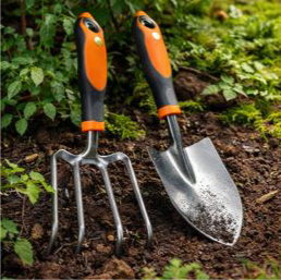 Fiskars 3-Piece Garden Tool Set - Trowel, Transplanter, Cultivator, Rust-Resistant Steel Heads, Ergonomic Handles for Planting, Digging, and Aerating Soil