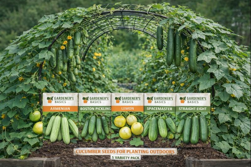 Gardeners Basics Cucumber Seed Collection 
Five non-GMO heirloom cucumber varieties for raised beds, trellises, and home gardens. 