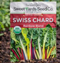 Sweet Yards Organic Swiss Chard Seeds ‘Rainbow Blend’ – Two Seed Packets, Open Pollinated Non-GMO Seeds