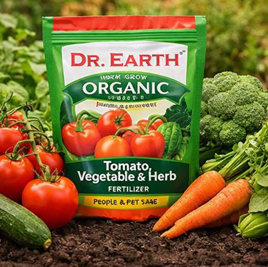 Dr. Earth Organic Tomato & Vegetable Fertilizer
Boost your tomatoes and veggies with nutrient-rich organic fertilizer for bigger, healthier harvests. Perfect for raised beds, containers, and backyard gardens.
