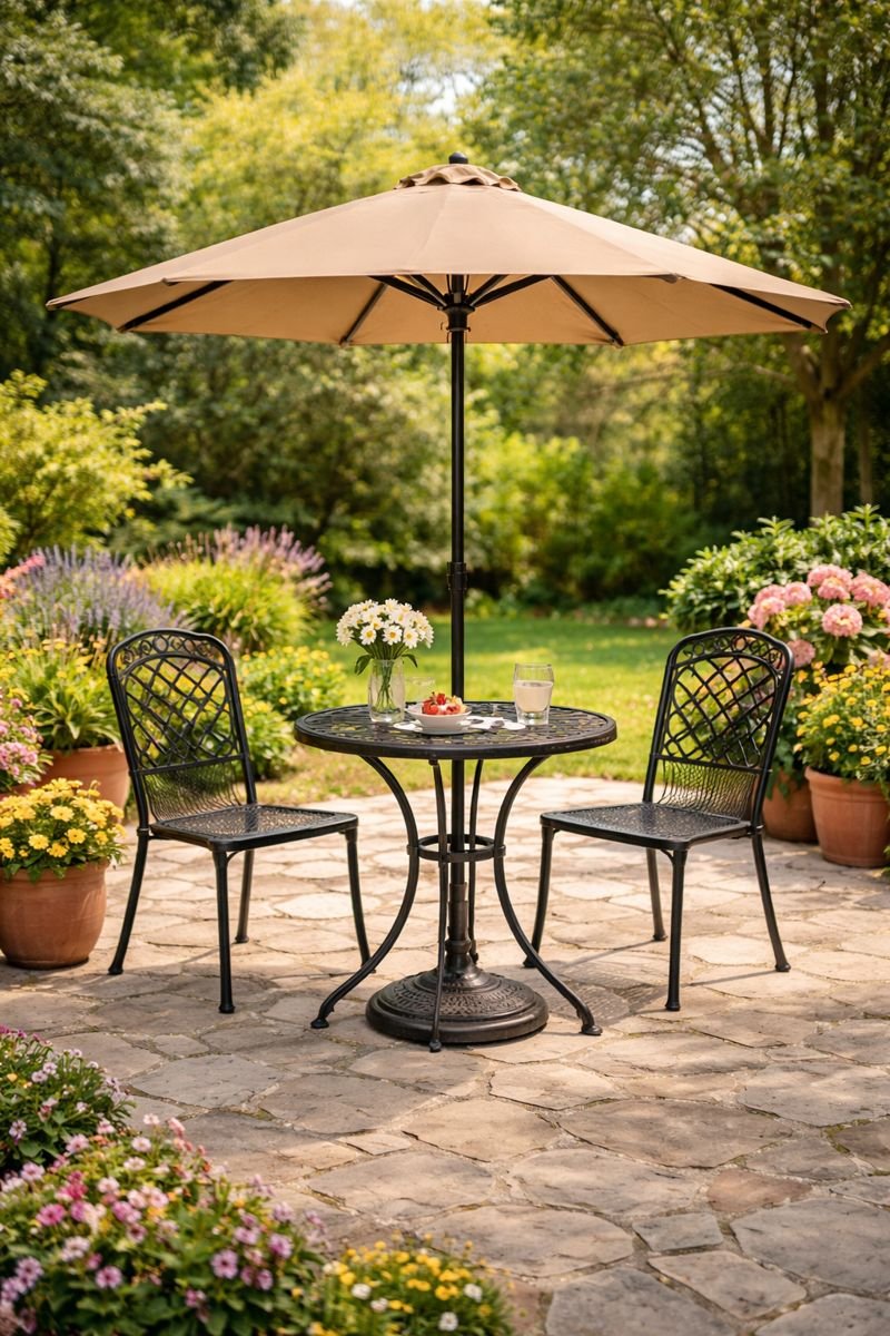 The Yaheetech 11FT Patio Umbrella is huge, sturdy, and easy to adjust with a push-button tilt and crank. Perfect for your garden. Providing shade wherever you need it. 8 durable ribs keep it stable — your outdoor hangouts just got upgraded!