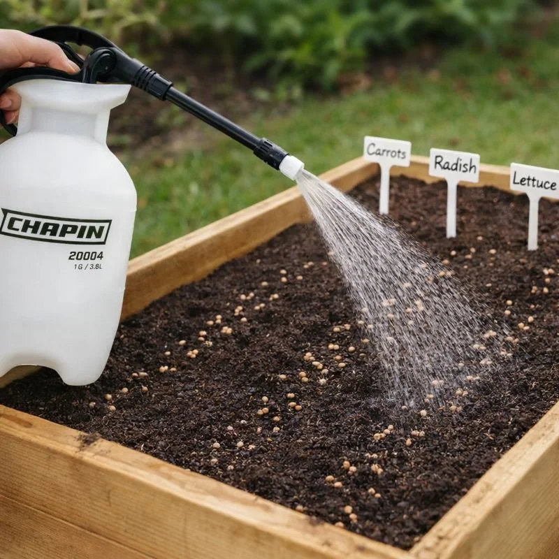 Chapin USA 20004 Pump Sprayer – Gentle Watering Made Simple 

When seeds are freshly planted, gentle watering is key. The Chapin USA 20004 1-Gallon Pump Sprayer provides a fine, adjustable mist that protects delicate seeds while evenly moistening the