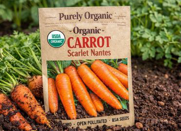  Purely Organic - Scarlet Nantes Carrot Seeds – Crisp, sweet, and easy to grow, these seeds produce vibrant, tender roots perfect for fresh eating or juicing. Non-GMO, open-pollinated, heirloom seeds grown with care in the USA.