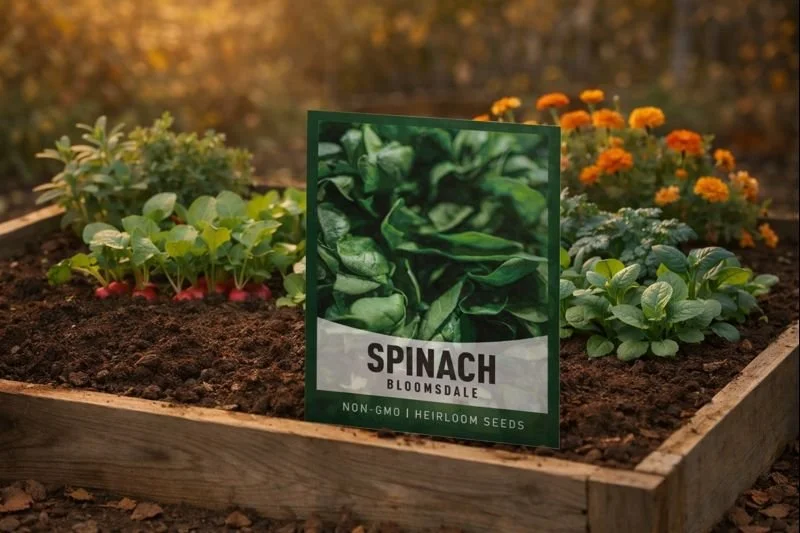 Gardeners Basics Bloomsdale spinach is a time-tested heirloom variety known for its thick, tender leaves and excellent cold tolerance. Well suited for fall and winter gardening, it thrives in raised beds and cooler temperatures, providing dependable 