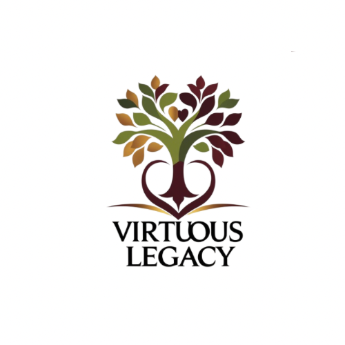 Logo featuring a stylized tree with multicolored leaves and the text 'Virtuous Legacy' beneath it.