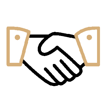 Illustration of a handshake with stylized dollar bills on either side.